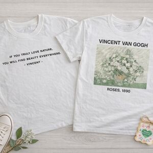 White graphic Cropped Tee With quote from Vincent van Gogh and floral graphic